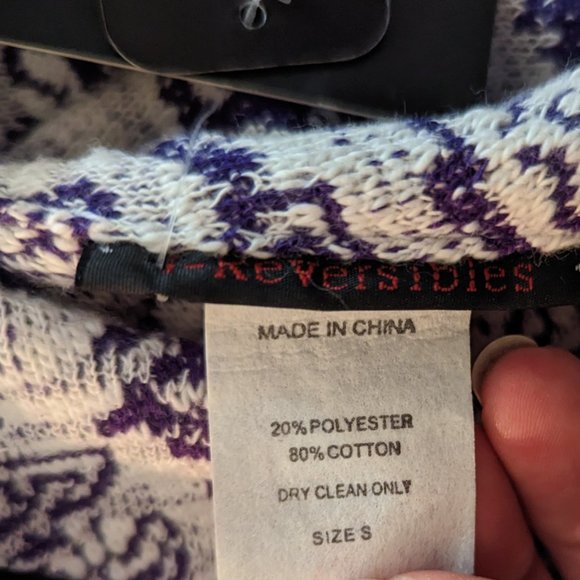 Women's NWT I-Reversibles button up sweater, purple & white, size S - Picture 4 of 4